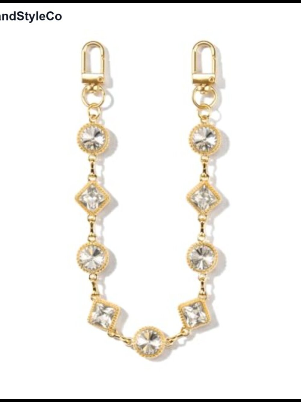 Gold Plated Zircon Bag Chain Charm Purse Strap Extender Dressy Handbag Accessory